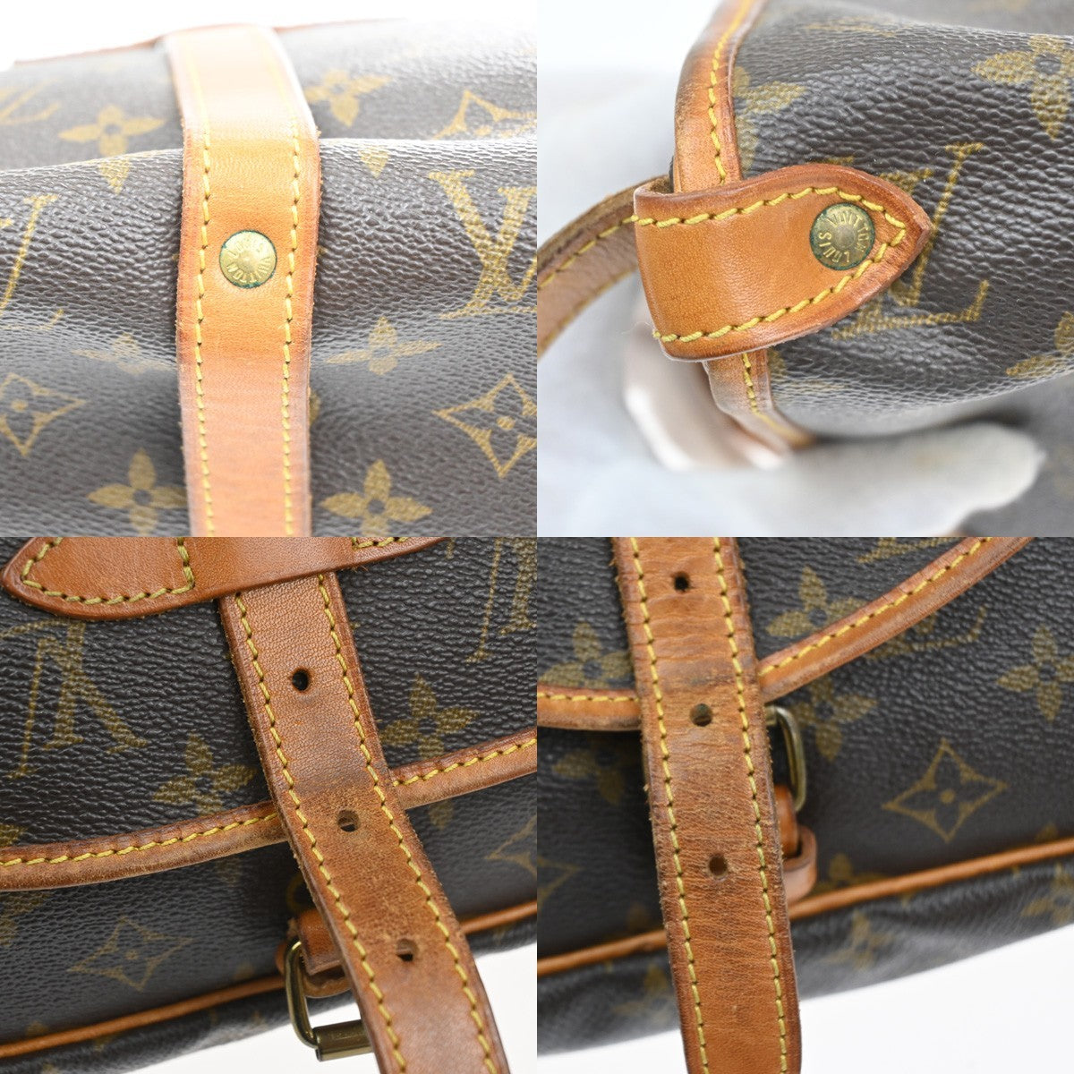 Louis Vuitton Saumur Handbag Monogram Canvas Brown Canvas Shoulder Bag Bag (Pre-Owned)