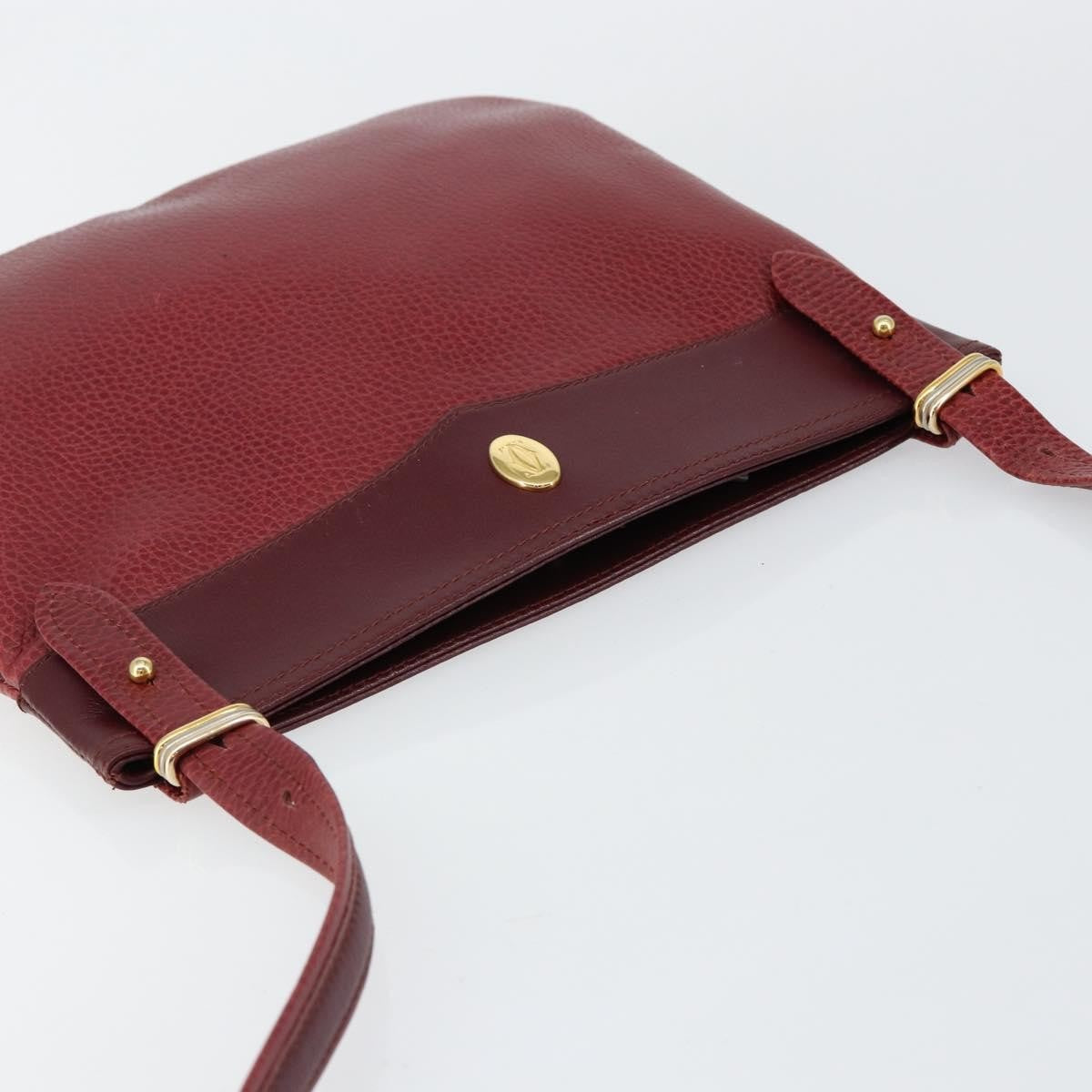 Cartier Must De Cartier Shoulder Bag Leather Burgundy Leather Shoulder Bag Bag (Pre-Owned)
