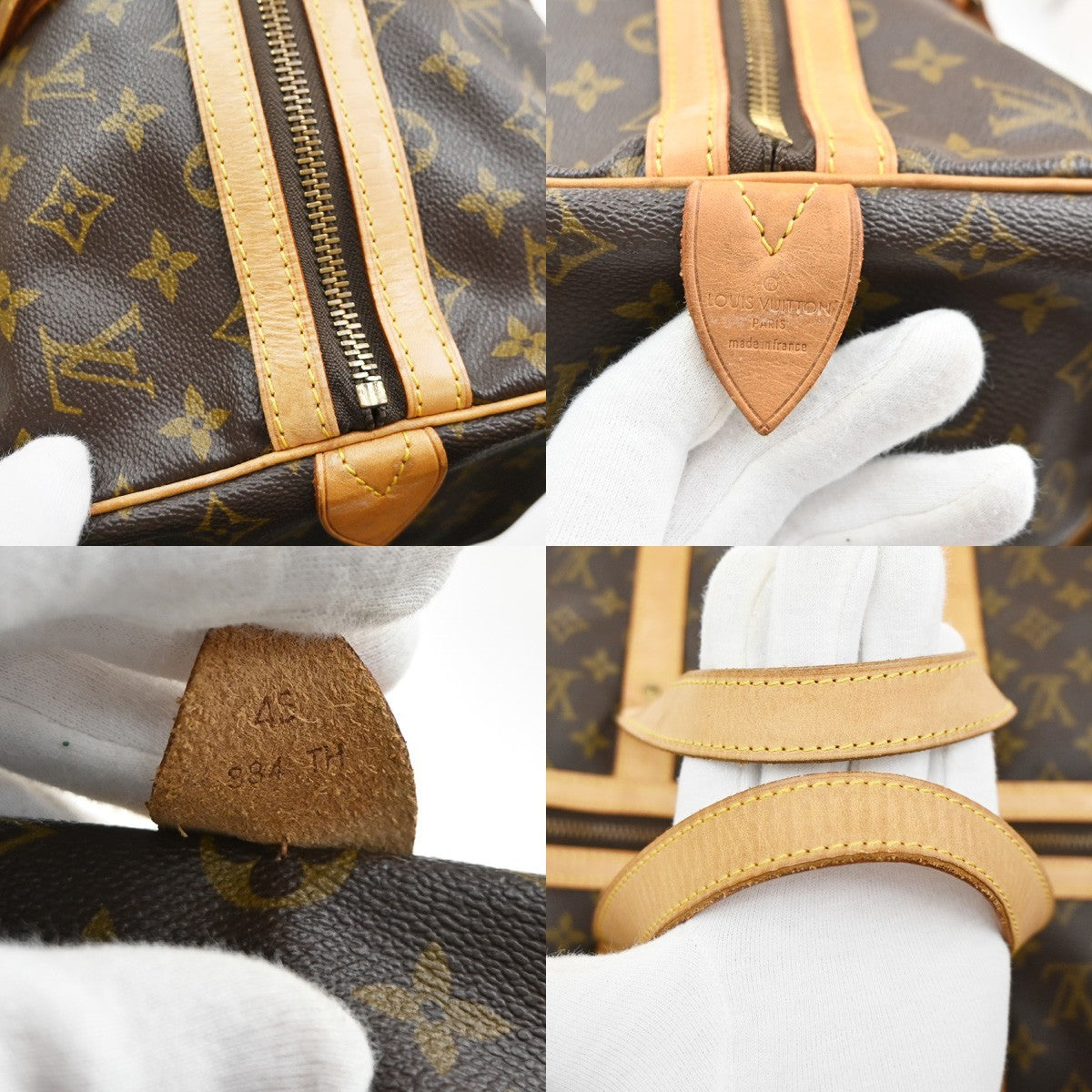 Louis Vuitton Sac Souple Handbag Monogram Canvas Brown Leather Travel Bag Bag (Pre-Owned)
