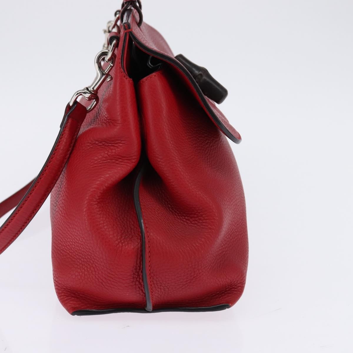 Gucci Bamboo Daily Top Handle Bag Leather Red Leather Bag (Pre-Owned)