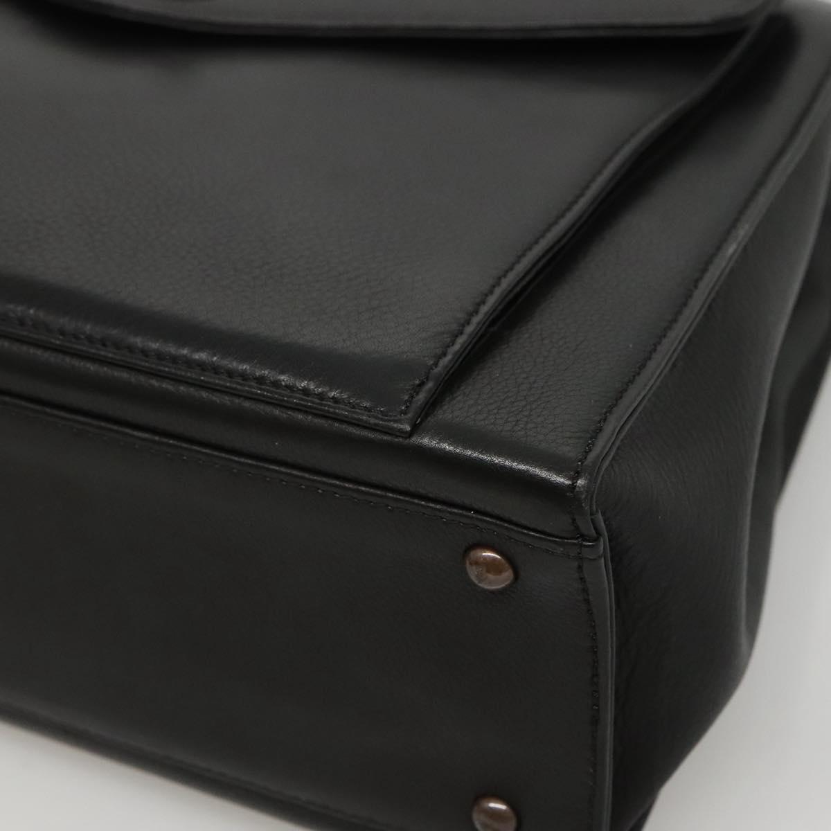 Chanel Vintage Cc Front Pocket Tote Quilted Leather Black Leather Bag (Pre-Owned)