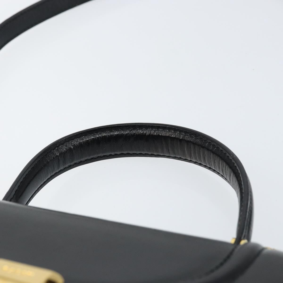 Bally Vintage Handbag Leather Black Leather Handbag (Pre-Owned)