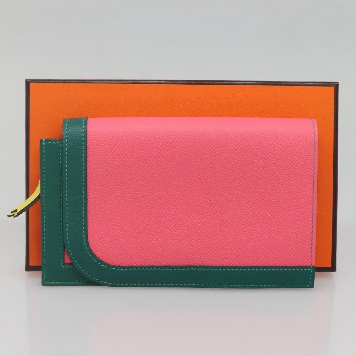Hermes Camail Wallet Epsom Pink Leather Wallets Accessory (Pre-Owned)