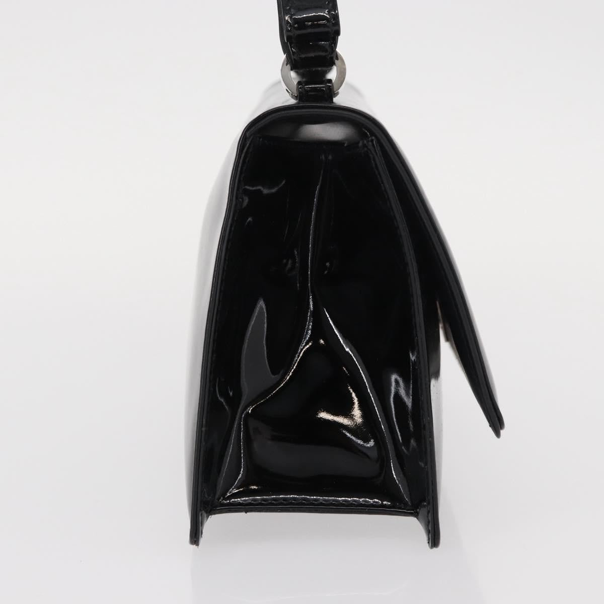 Salvatore Ferragamo Gancini Chain Shoulder Bag Patent Leather Black Patent_Leather Shoulder Bag Bag (Pre-Owned)