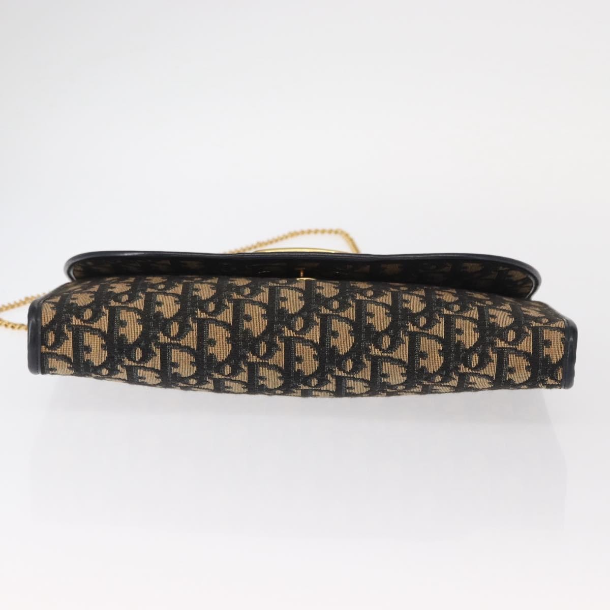 Christian Dior Vintage Cd Chain Flap Shoulder Bag Diorissimo Canvas Navy Canvas Shoulder Bag Bag (Pre-Owned)