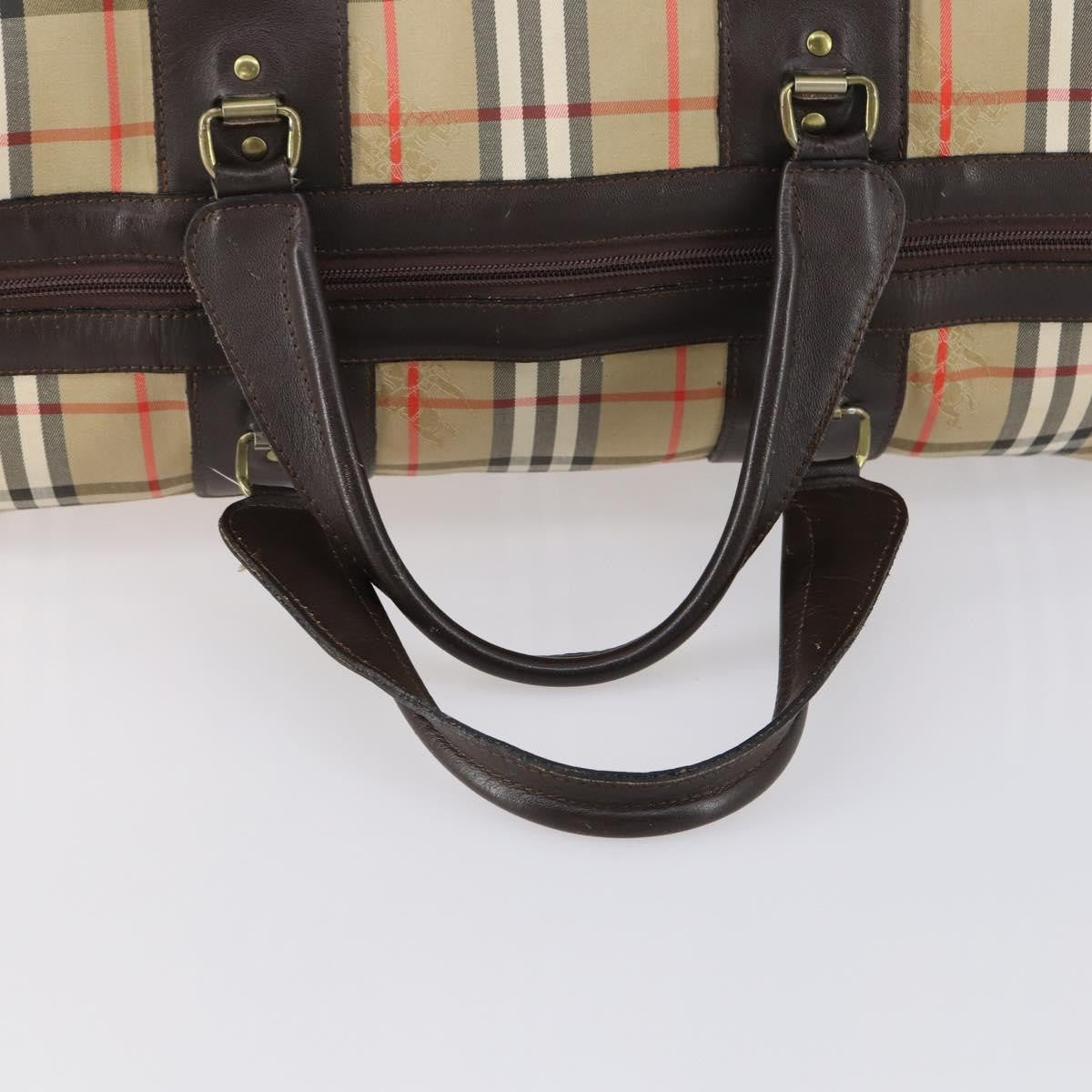 Burberry Vintage Duffle Bag Haymarket Canvas Beige Canvas Travel Bag Bag (Pre-Owned)