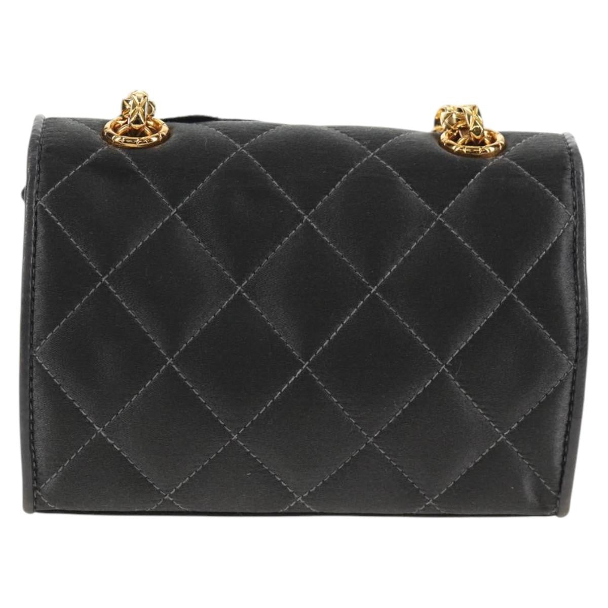 Chanel Vintage Camellia Flap Bag Satin Gray Satin Clutche & Pouche Bag (Pre-Owned)