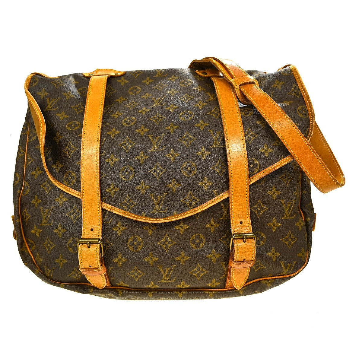 Louis Vuitton Saumur Handbag Monogram Canvas Brown Canvas Shoulder Bag Bag (Pre-Owned)
