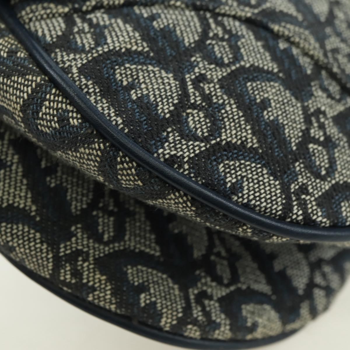 Christian Dior Saddle Handbag Oblique Canvas Navy Canvas Handbag (Pre-Owned)