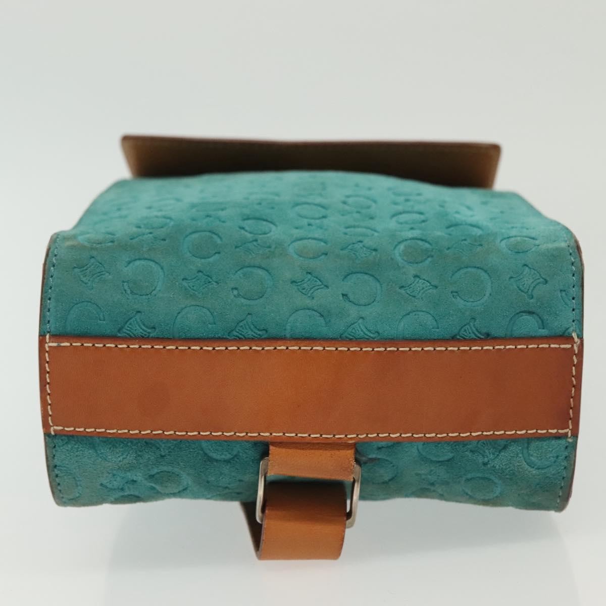 Celine Macadam Shoulder Bag Canvas Turquoise Suede Bag (Pre-Owned)