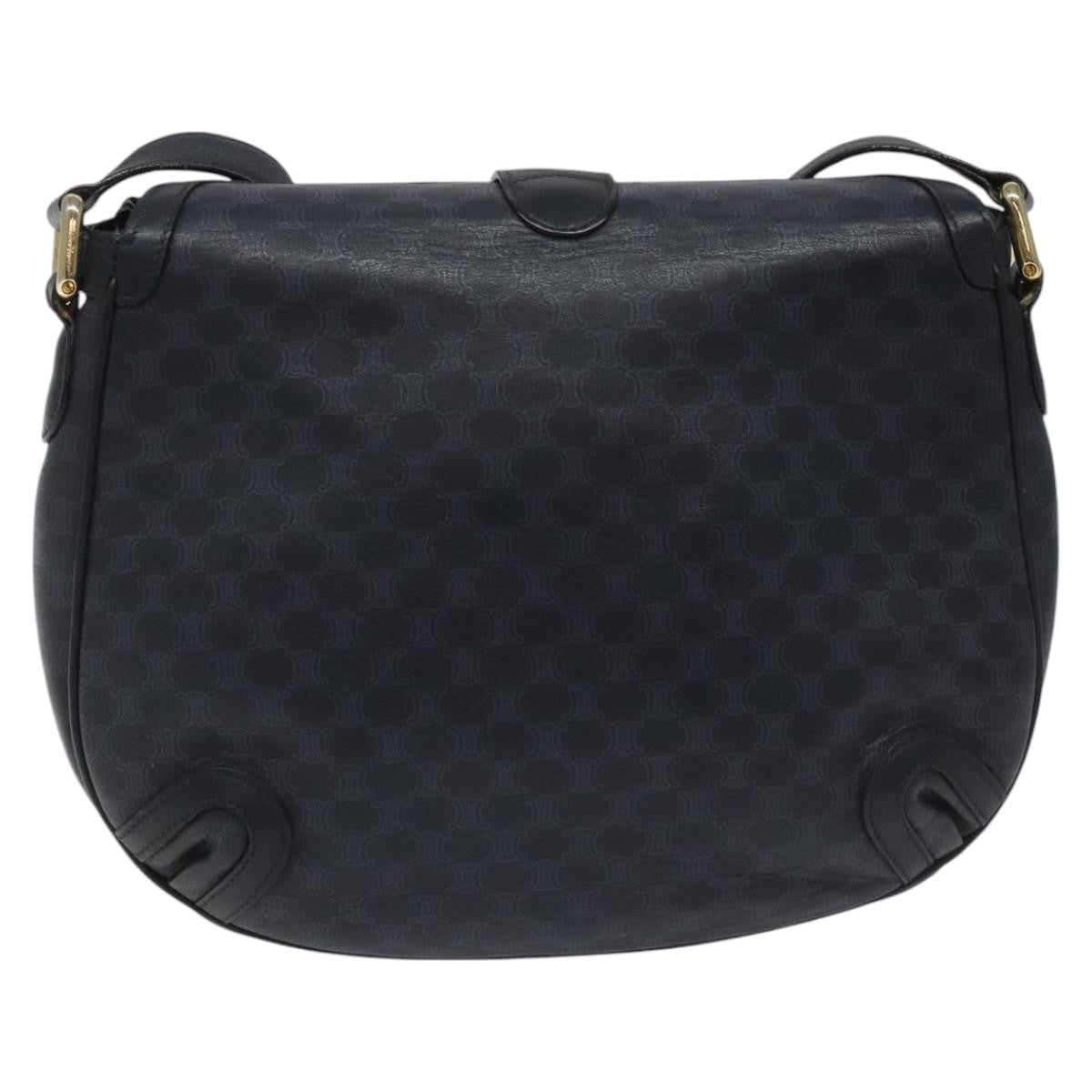 Celine Vintage Macadam Shoulder Bag Canvas Navy Canvas Shoulder Bag Bag (Pre-Owned)