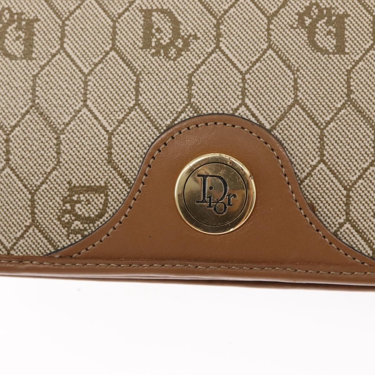 Christian Dior Vintage Honeycomb Chain Canvas Beige Canvas Shoulder Bag Bag (Pre-Owned)
