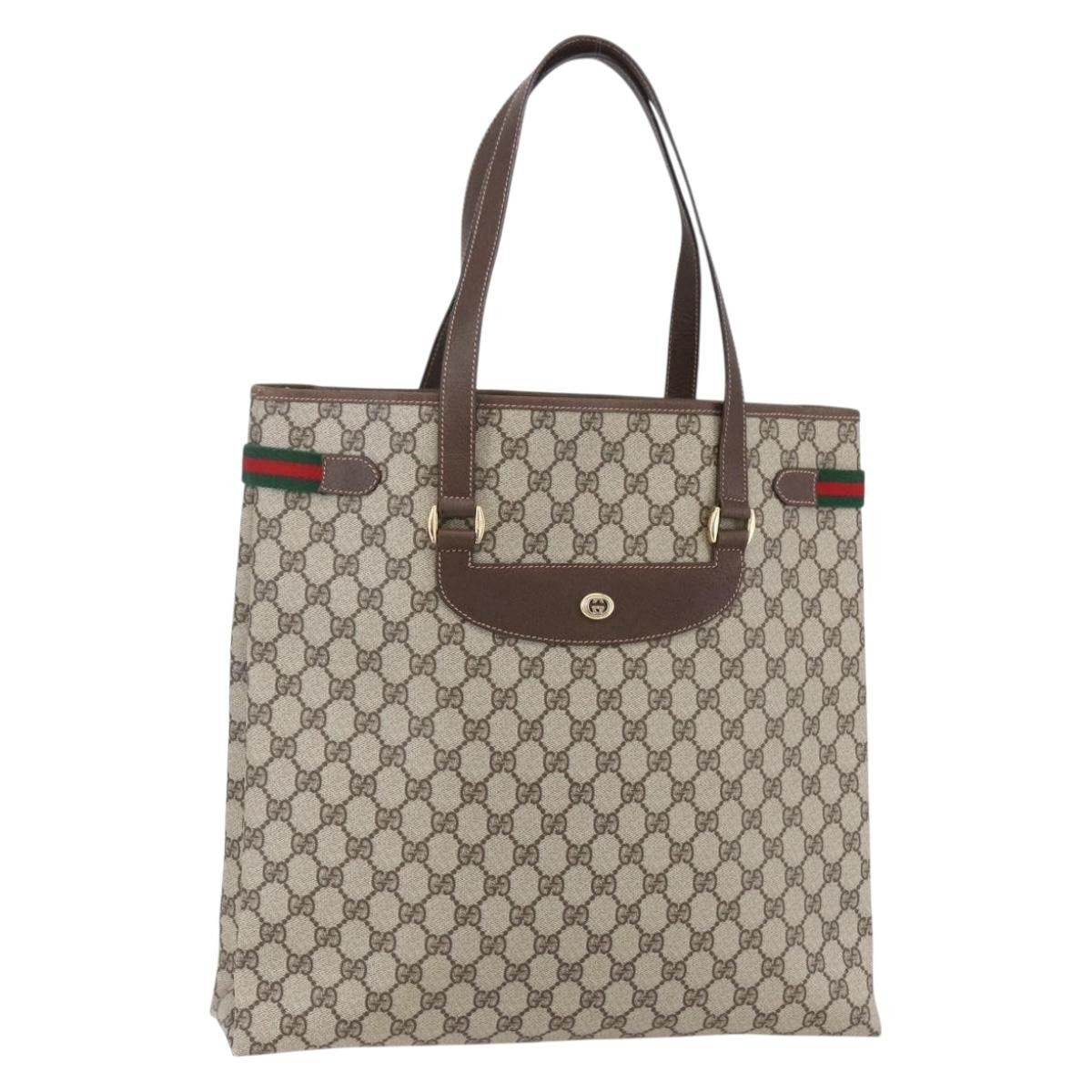 Gucci Vintage Tote Gg Canvas Beige Pvc Tote Bag Bag (Pre-Owned)