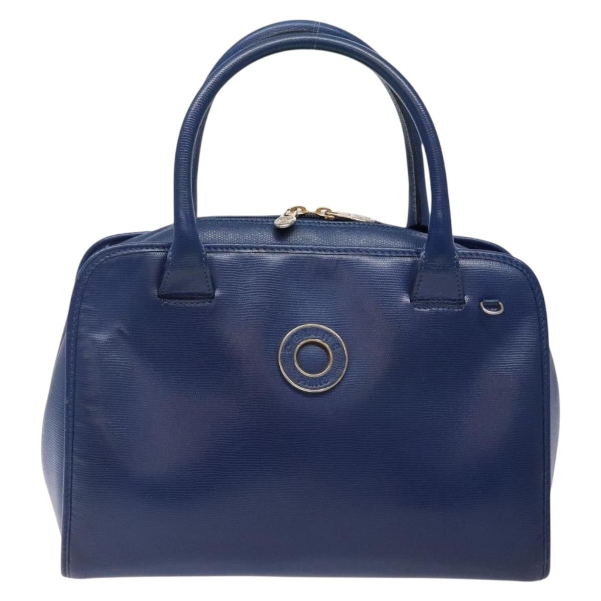 Celine Circle Logo Handbag Leather Blue Leather Bag (Pre-Owned)