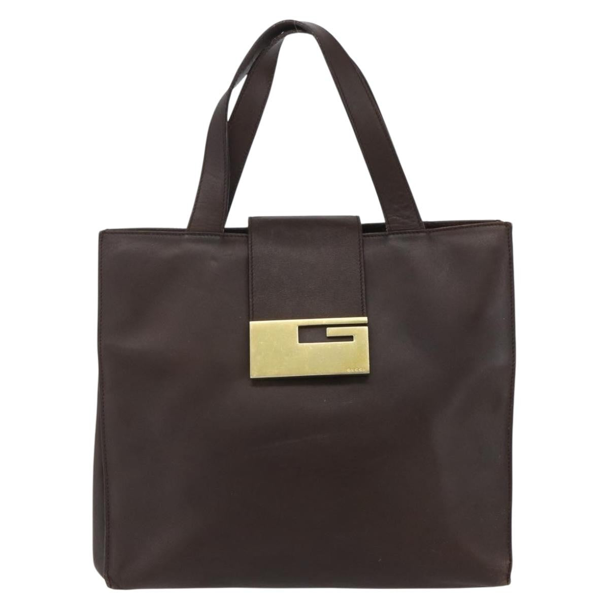 Gucci Vintage Handbag Leather Brown Leather Handbag (Pre-Owned)