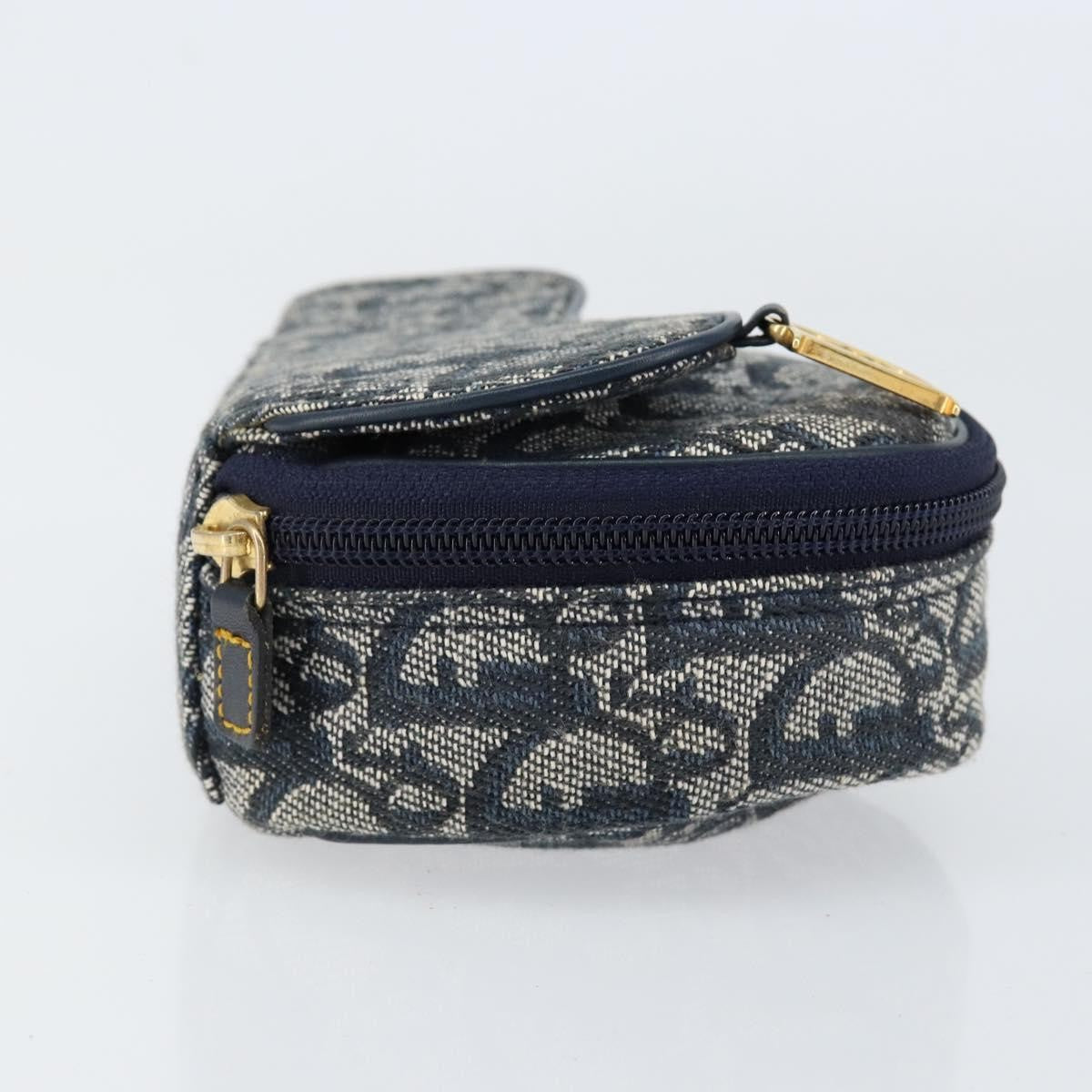 Christian Dior Vintage Saddle Coin Purse Diorissimo Canvas Navy Canvas Clutche & Pouche Bag (Pre-Owned)
