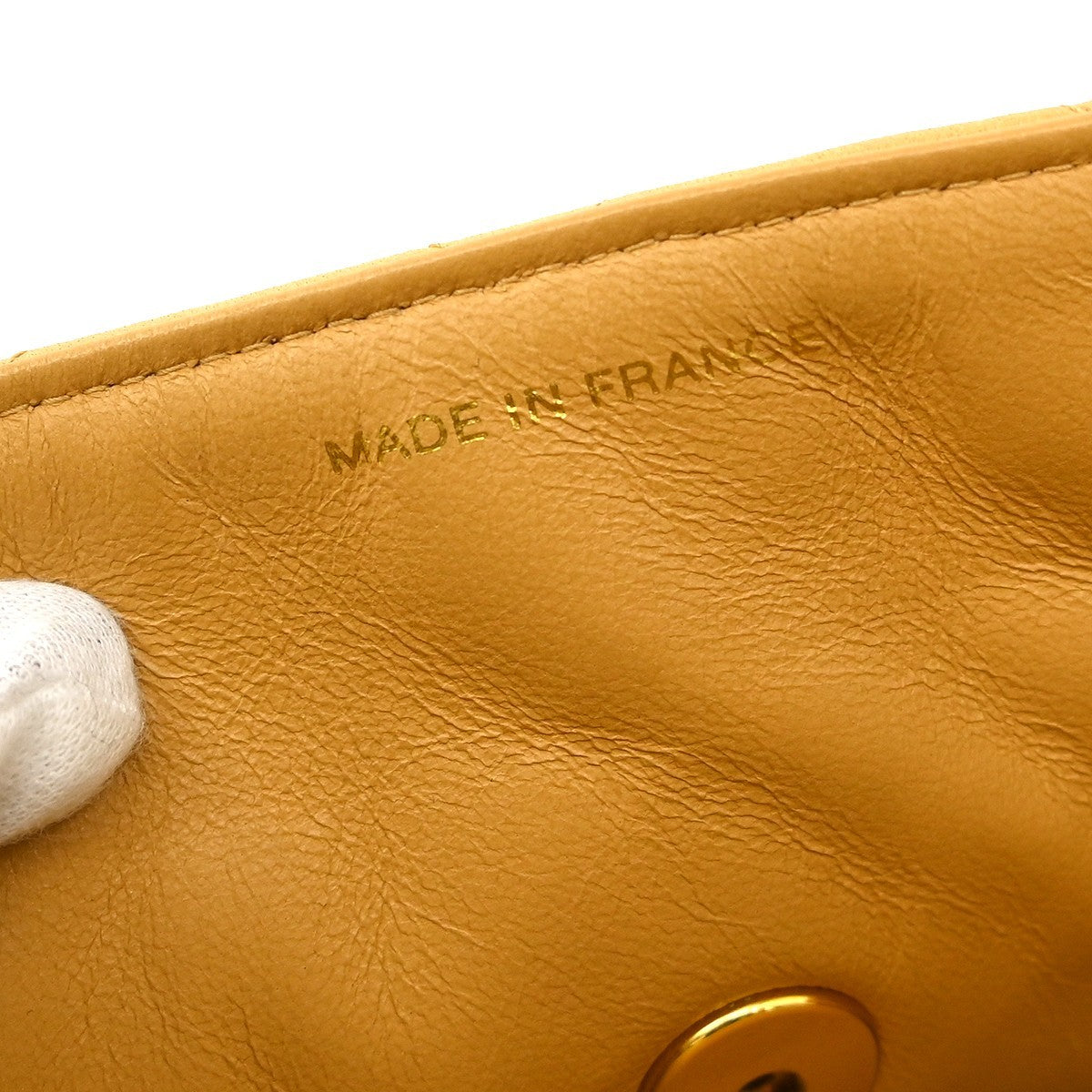 Chanel Vintage Cc Square Flap Shoulder Bag Quilted Lambskin Beige Leather Shoulder Bag Bag (Pre-Owned)