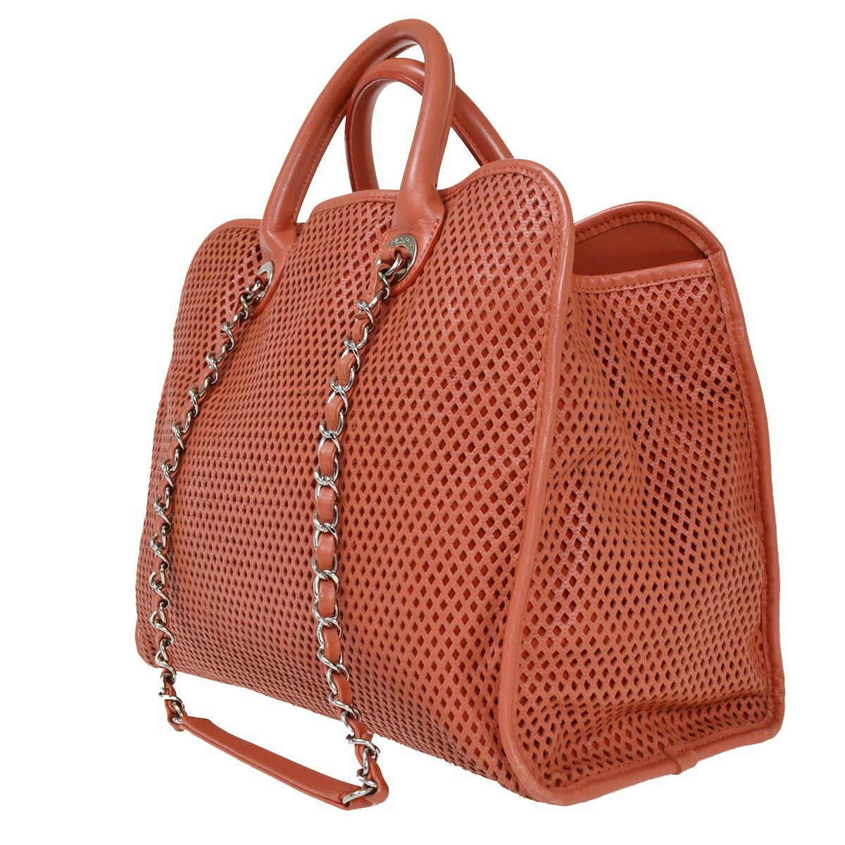 Chanel French Riviera Tote Quilted Caviar Pink Leather Handbag (Pre-Owned)