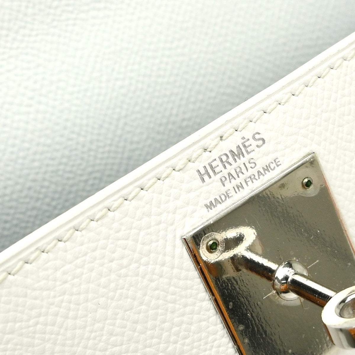 Hermes Kelly Handbag White Epsom With Palladium Hardware White Leather Handbag (Pre-Owned)