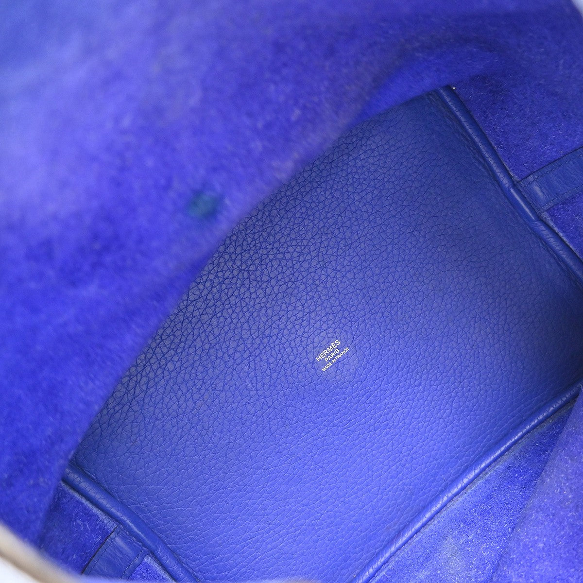 Hermes Picotin Lock Bag Clemence Blue Leather Handbag (Pre-Owned)