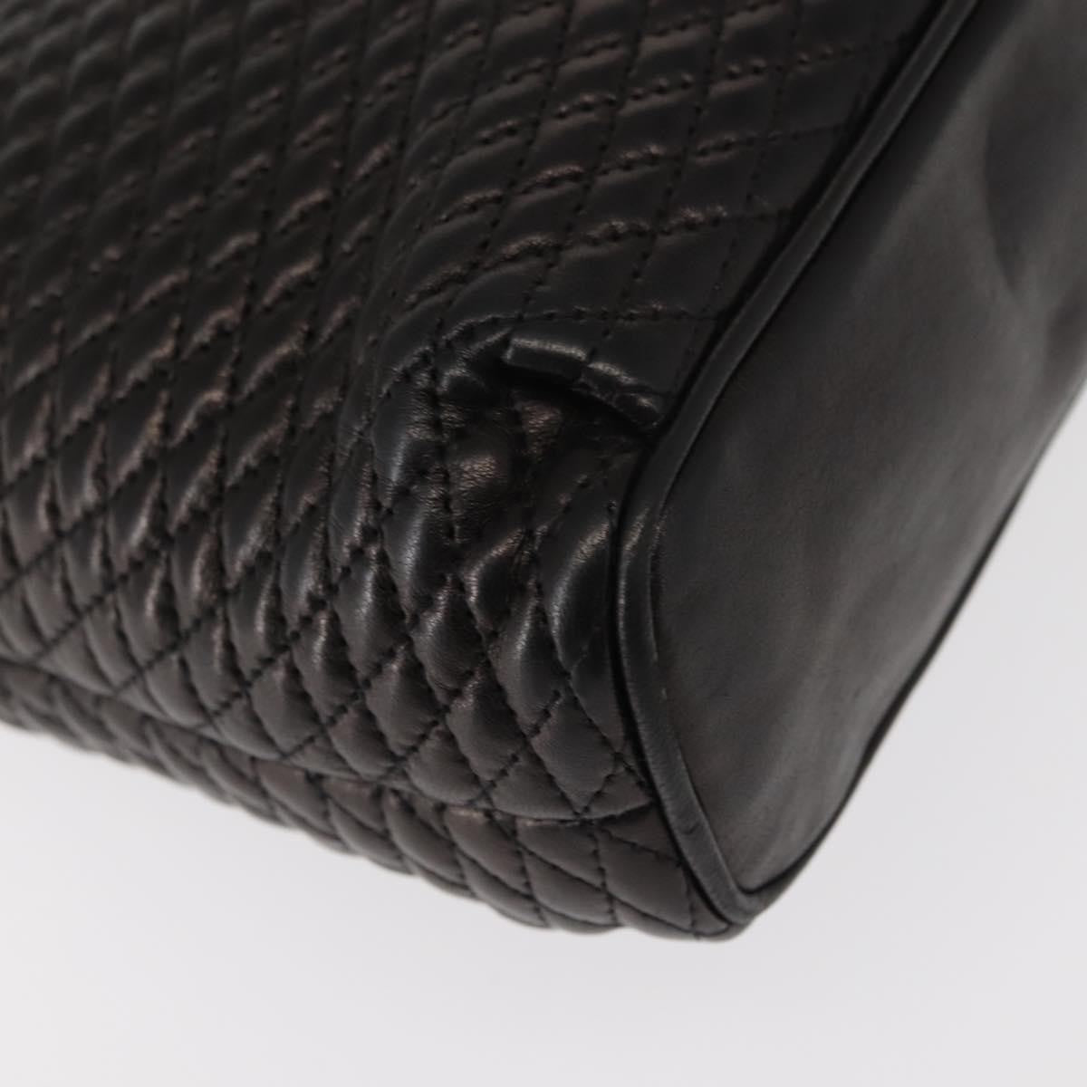 Bally Vintage Chain Shoulder Bag Quilted Leather Black Leather Shoulder Bag Bag (Pre-Owned)