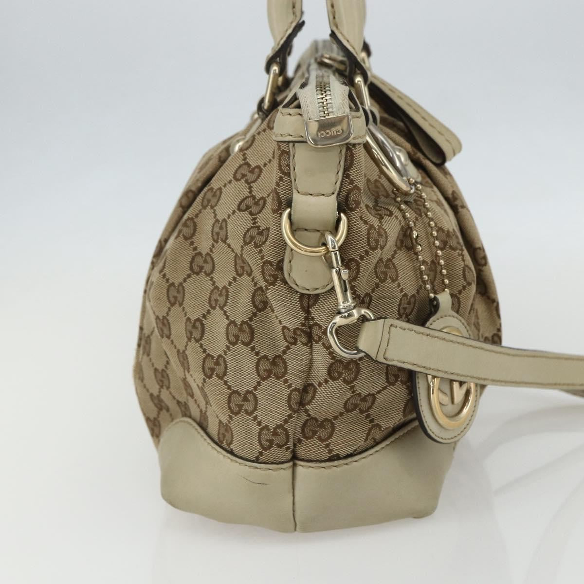Gucci Sukey Top Handle Satchel Gg Coated Canvas Beige Canvas Handbag (Pre-Owned)
