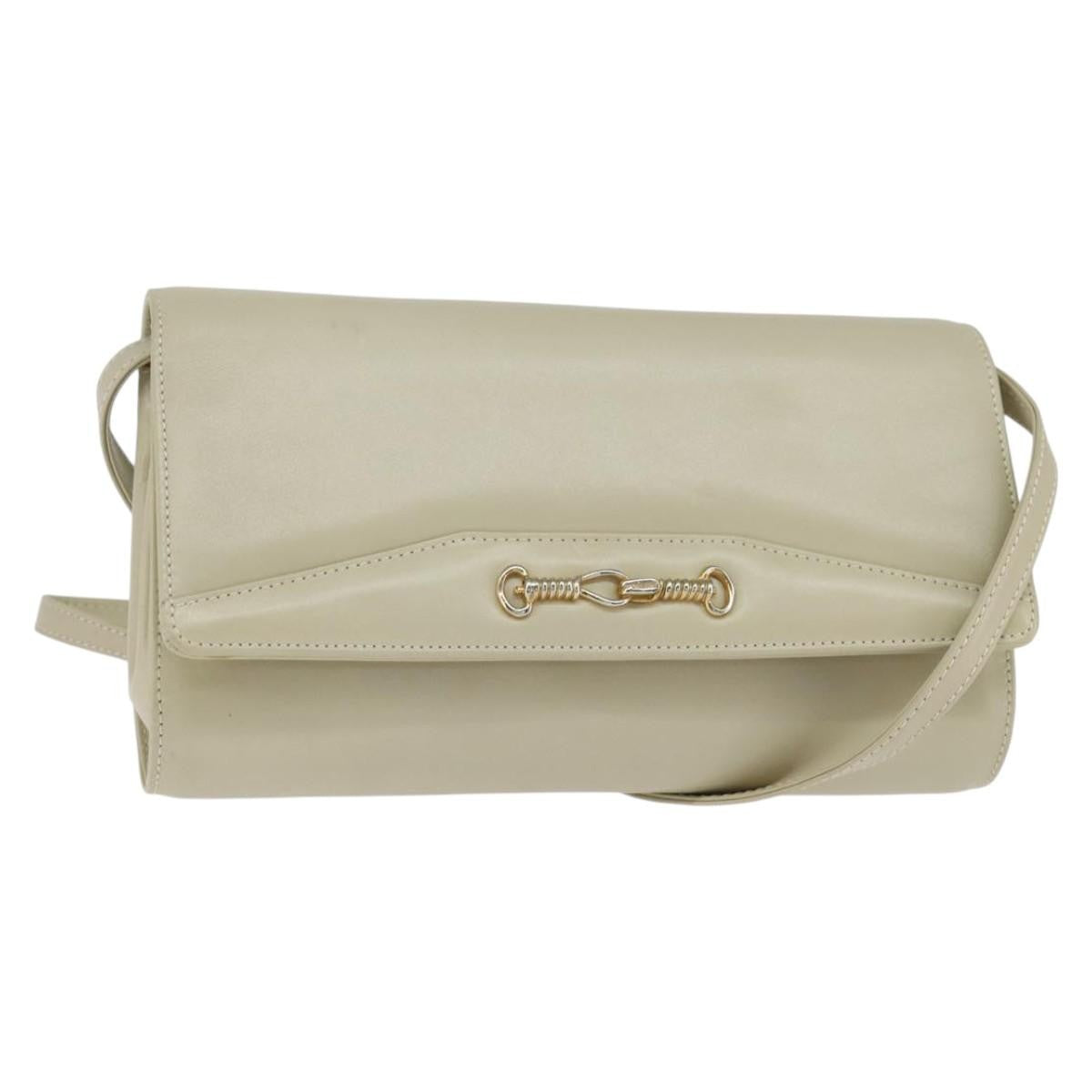 Celine Flap Shoulder Bag Leather Beige Leather Shoulder Bag Bag (Pre-Owned)