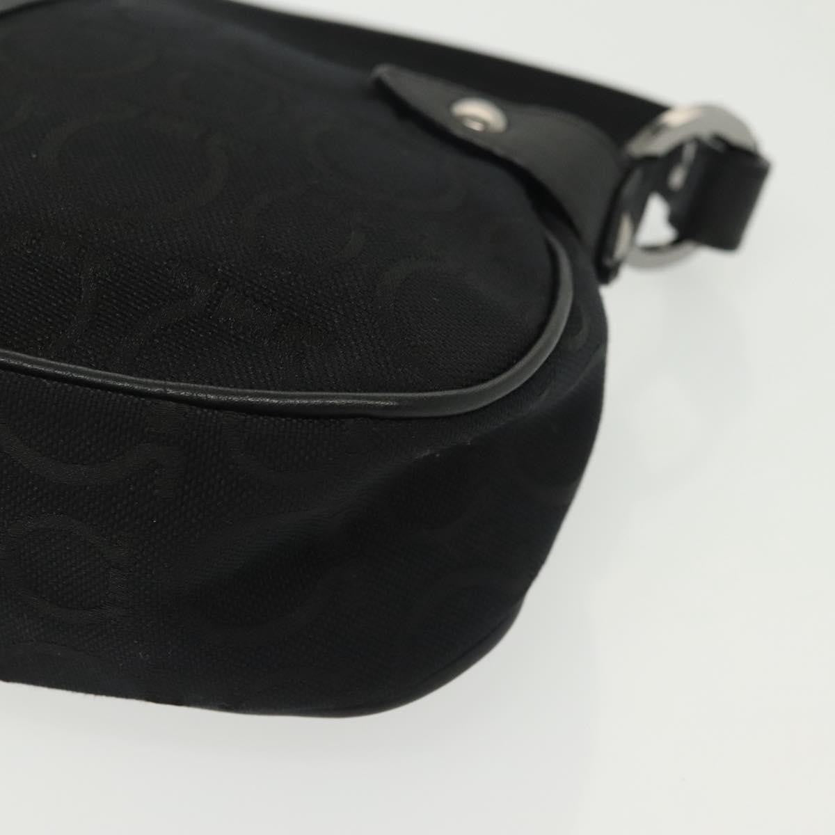Salvatore Ferragamo Gancini Handbag Canvas Black Canvas Handbag (Pre-Owned)