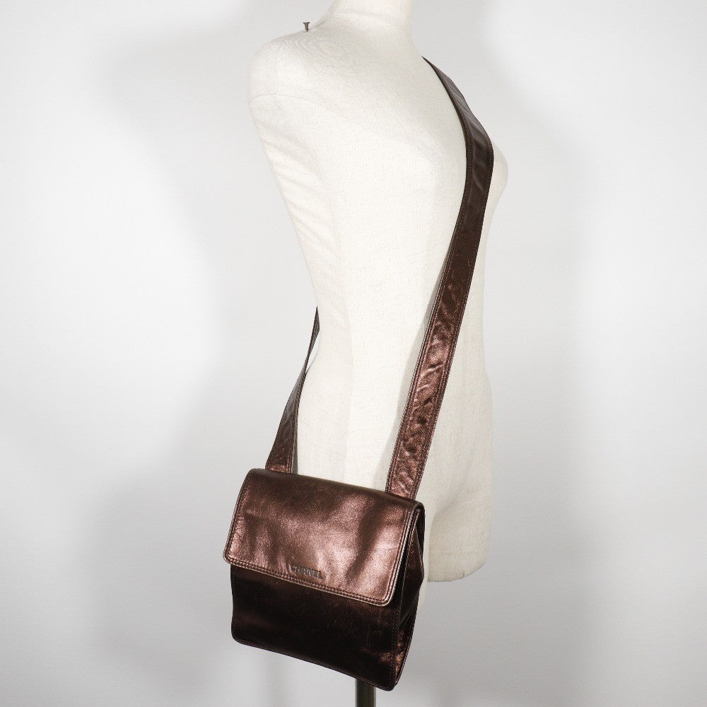 Chanel Vintage Shoulder Bag Leather Brown Leather Shoulder Bag Bag (Pre-Owned)