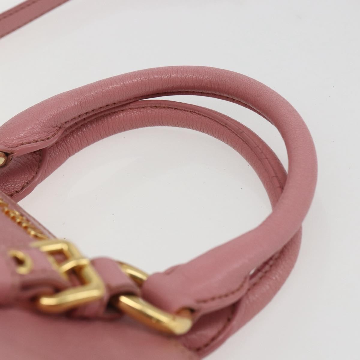 Miu Miu Madras Bowler Bag Leather Pink Leather Handbag (Pre-Owned)