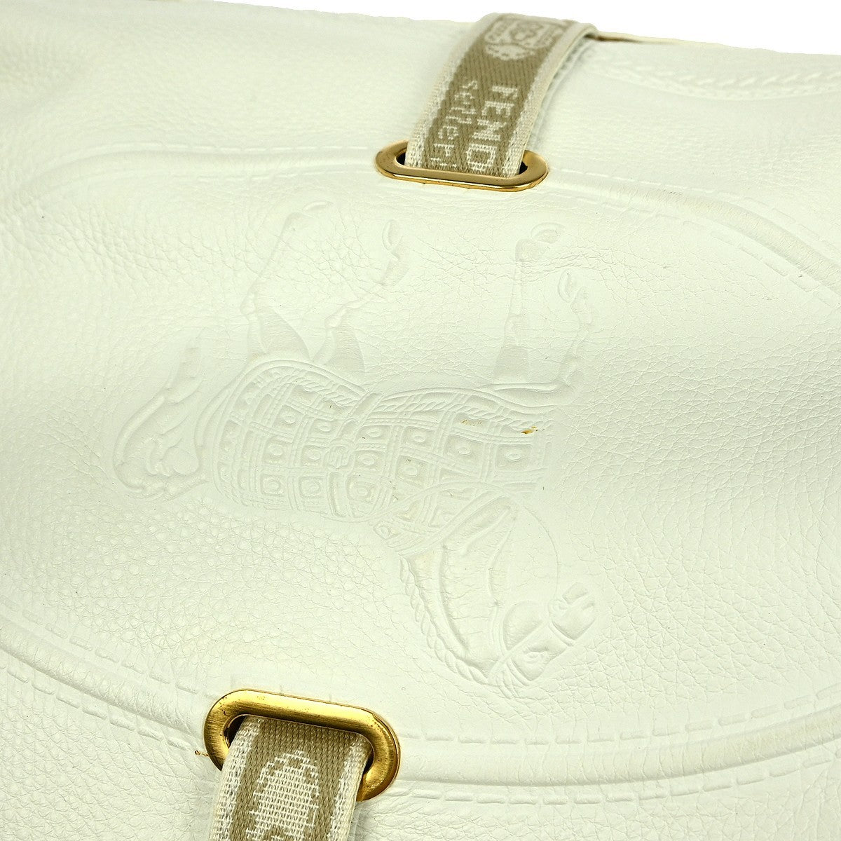 Fendi Selleria Peekaboo Bag Leather White Leather Handbag (Pre-Owned)