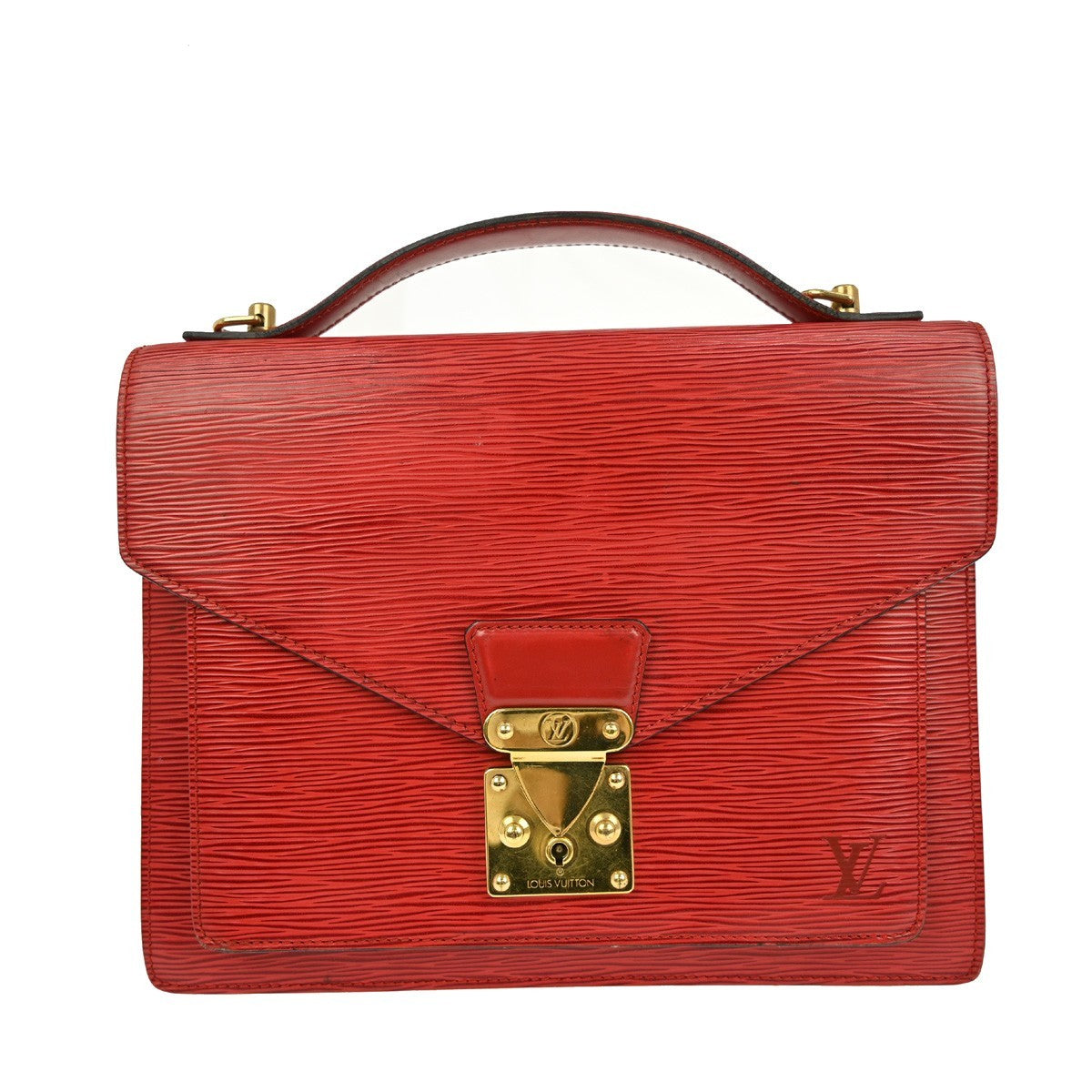 Louis Vuitton Monceau Handbag Epi Leather Red Leather Handbag (Pre-Owned)