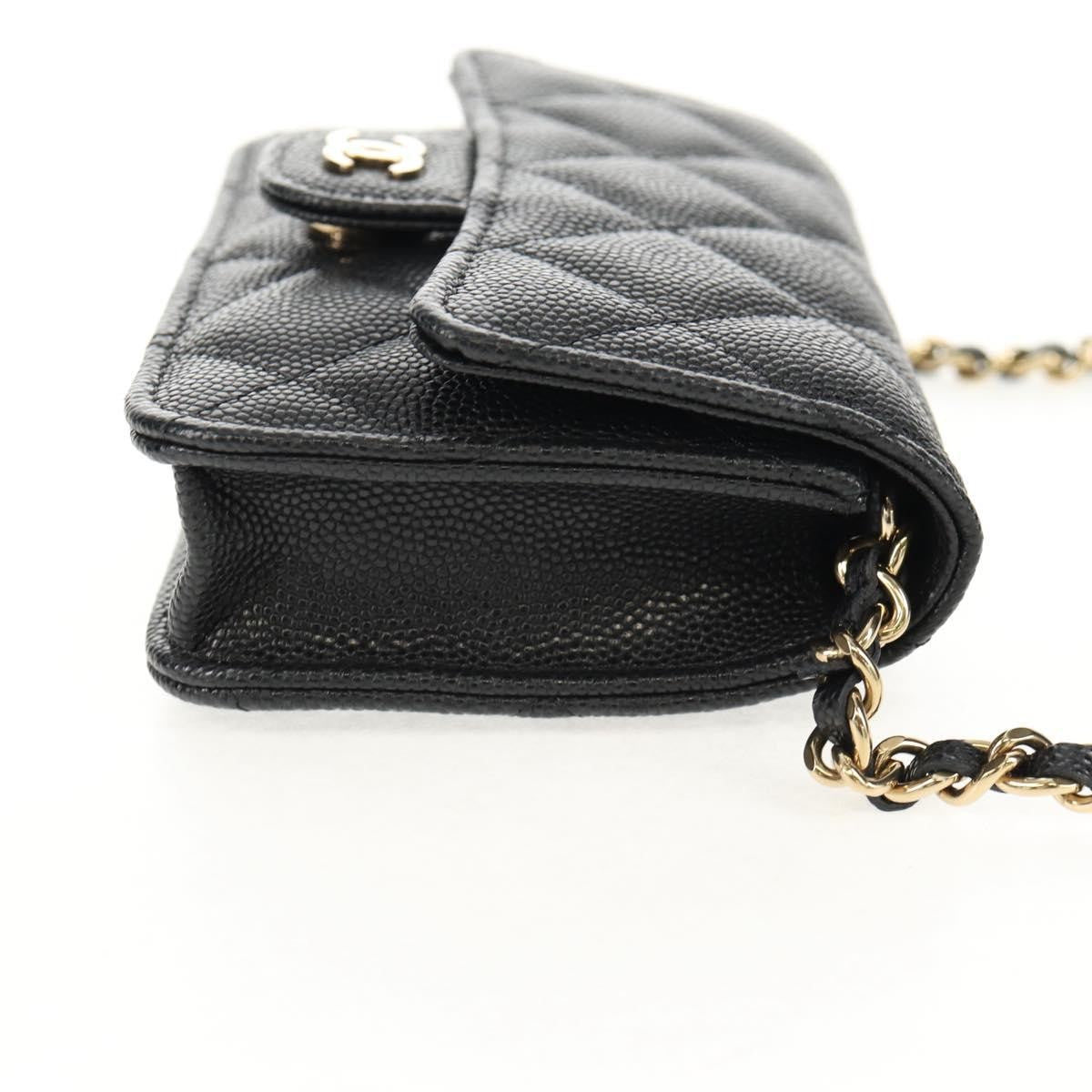 Chanel Classic Flap Clutch With Chain Quilted Caviar Black Leather Clutche & Pouche Bag (Pre-Owned)