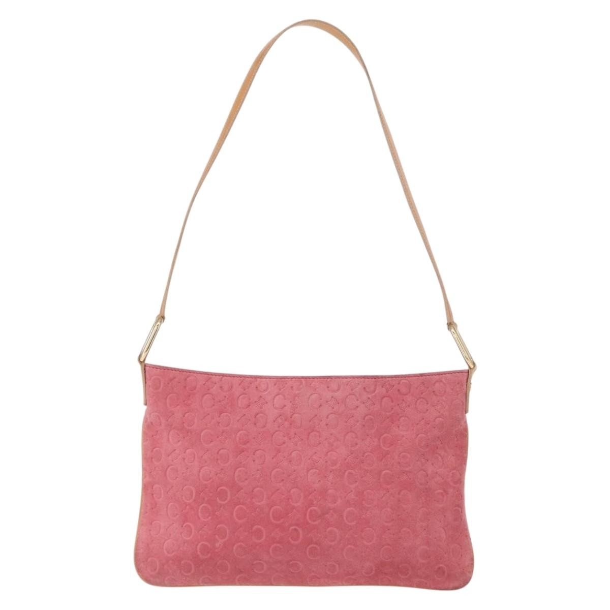 Celine C Macadam Shoulder Bag Suede Pink Suede Shoulder Bag Bag (Pre-Owned)