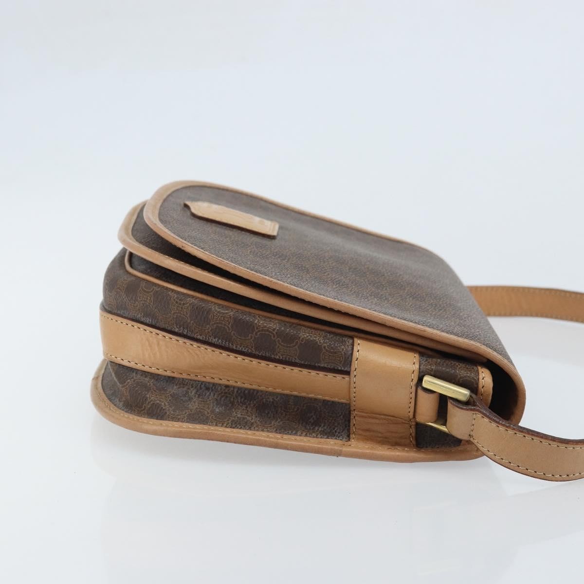 Celine Vintage Macadam Shoulder Bag Canvas And Leather Brown Canvas Shoulder Bag Bag (Pre-Owned)