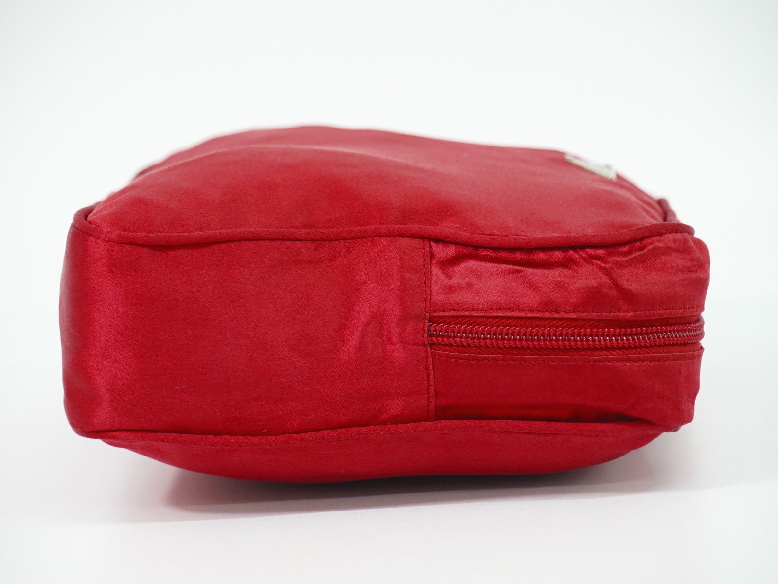 Prada Zip Around Toiletry Bag Silk Red Satin Clutche & Pouche Bag (Pre-Owned)
