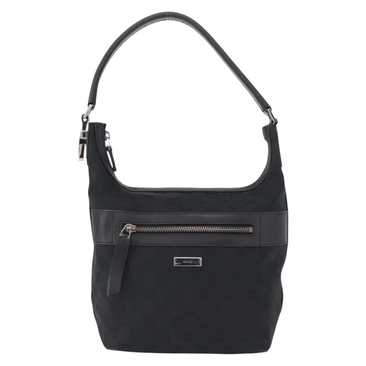 Gucci Vintage Shoulder Bag Gg Canvas And Leather Black Canvas Shoulder Bag Bag (Pre-Owned)