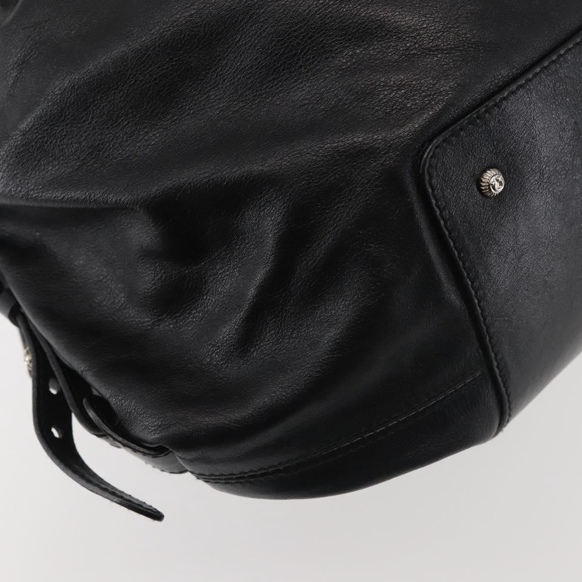 Salvatore Ferragamo Gancini Tote Leather Black Leather Tote Bag Bag (Pre-Owned)