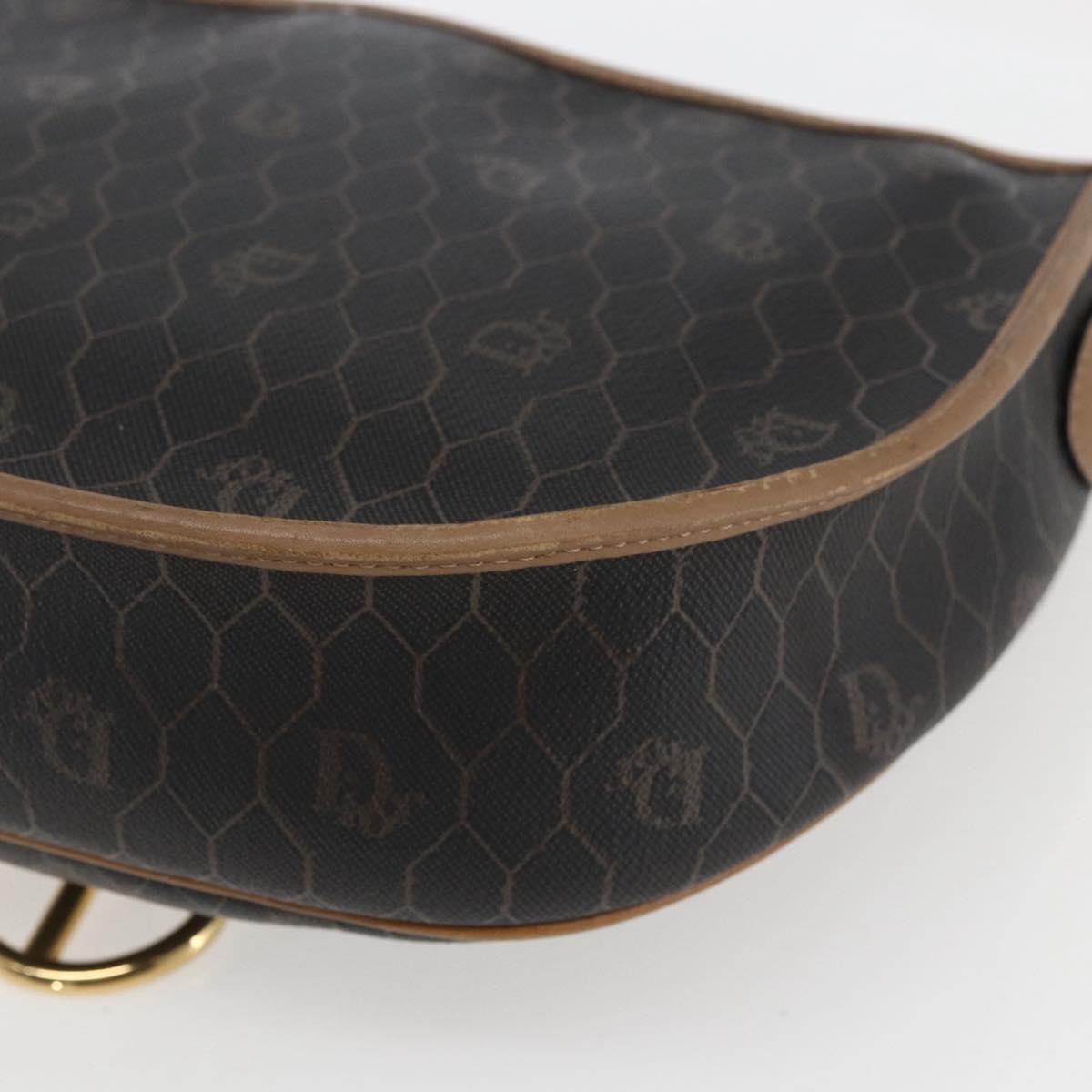 Christian Dior Vintage Honeycomb Shoulder Bag Canvas And Leather Black Canvas Shoulder Bag Bag (Pre-Owned)