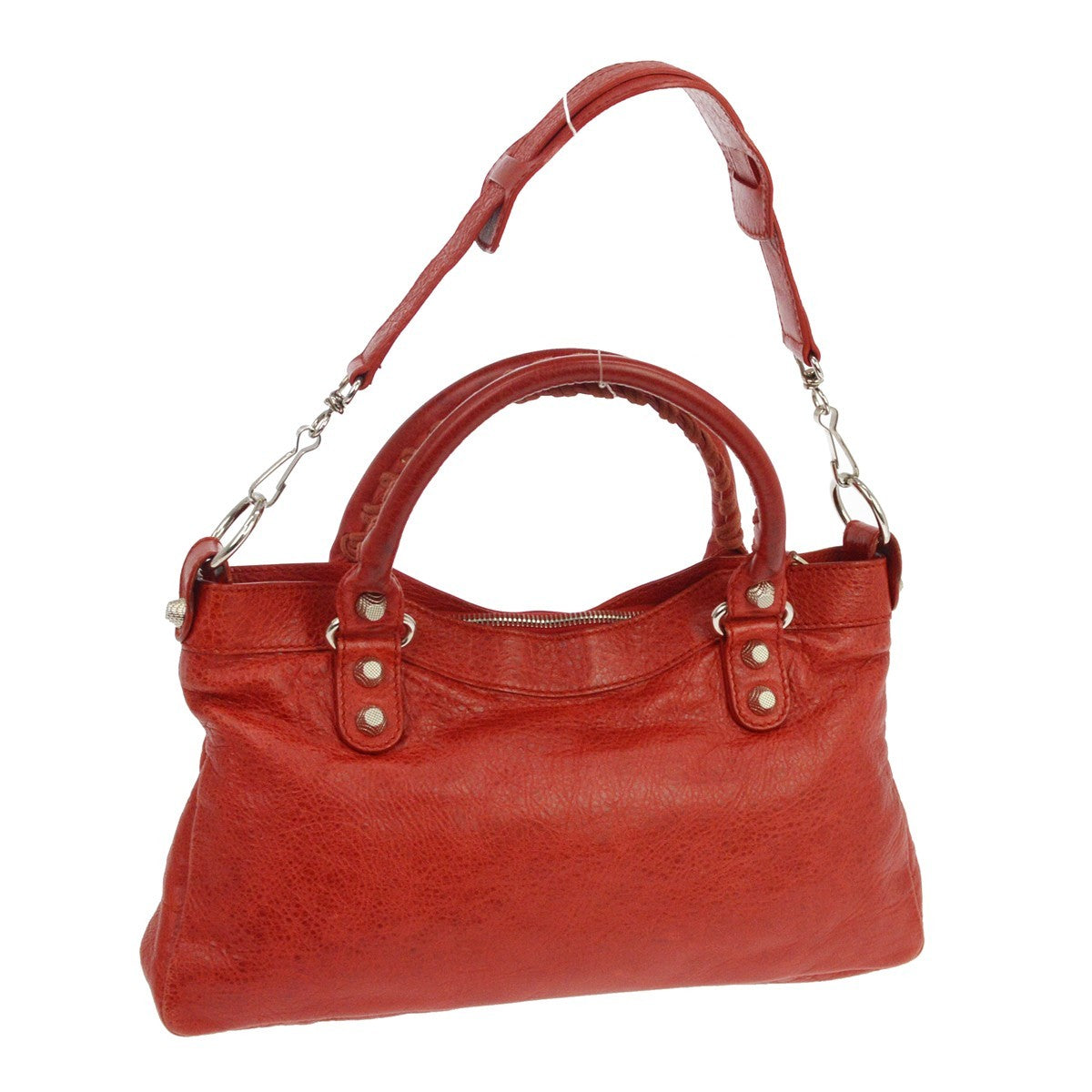 Balenciaga City Giant Studs Bag Leather Red Leather Handbag (Pre-Owned)