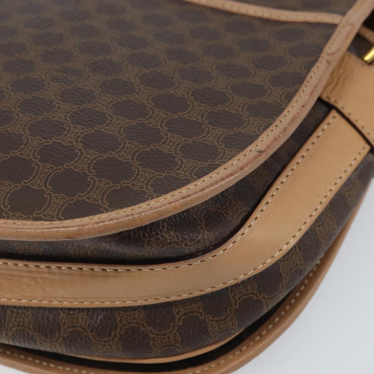 Celine Vintage Macadam Shoulder Bag Canvas And Leather Brown Canvas Shoulder Bag Bag (Pre-Owned)