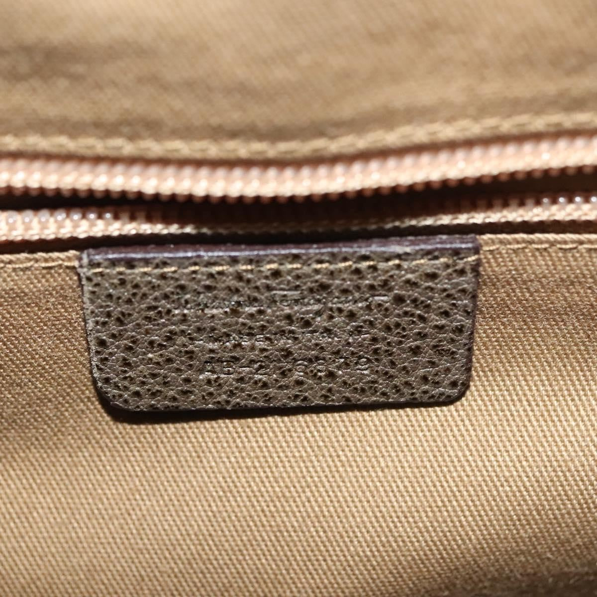 Salvatore Ferragamo Gancini Buckle Shoulder Bag Leather Khaki Leather Bag (Pre-Owned)