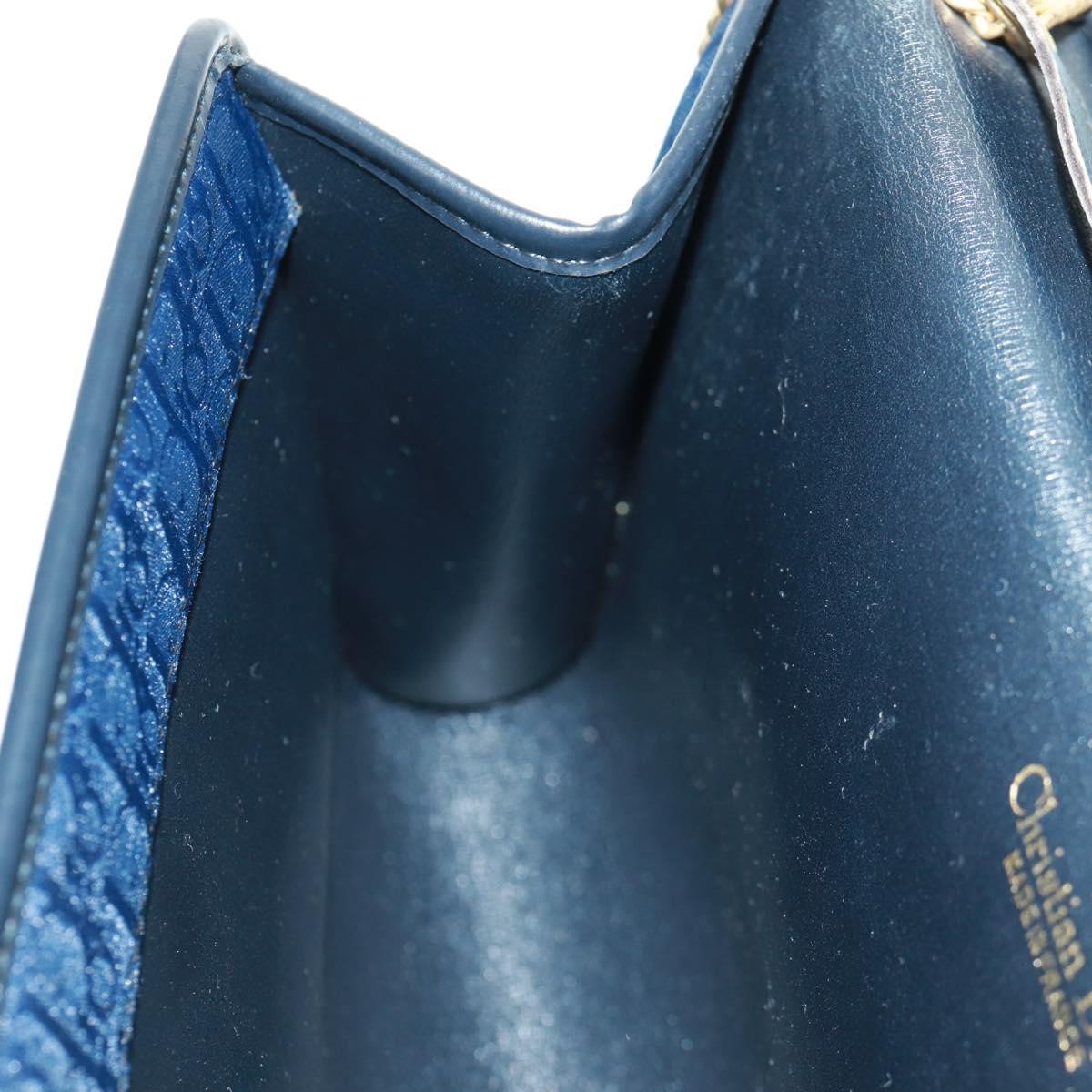 Christian Dior Vintage Chain Flap Shoulder Bag Diorissimo Canvas Navy Canvas Shoulder Bag Bag (Pre-Owned)