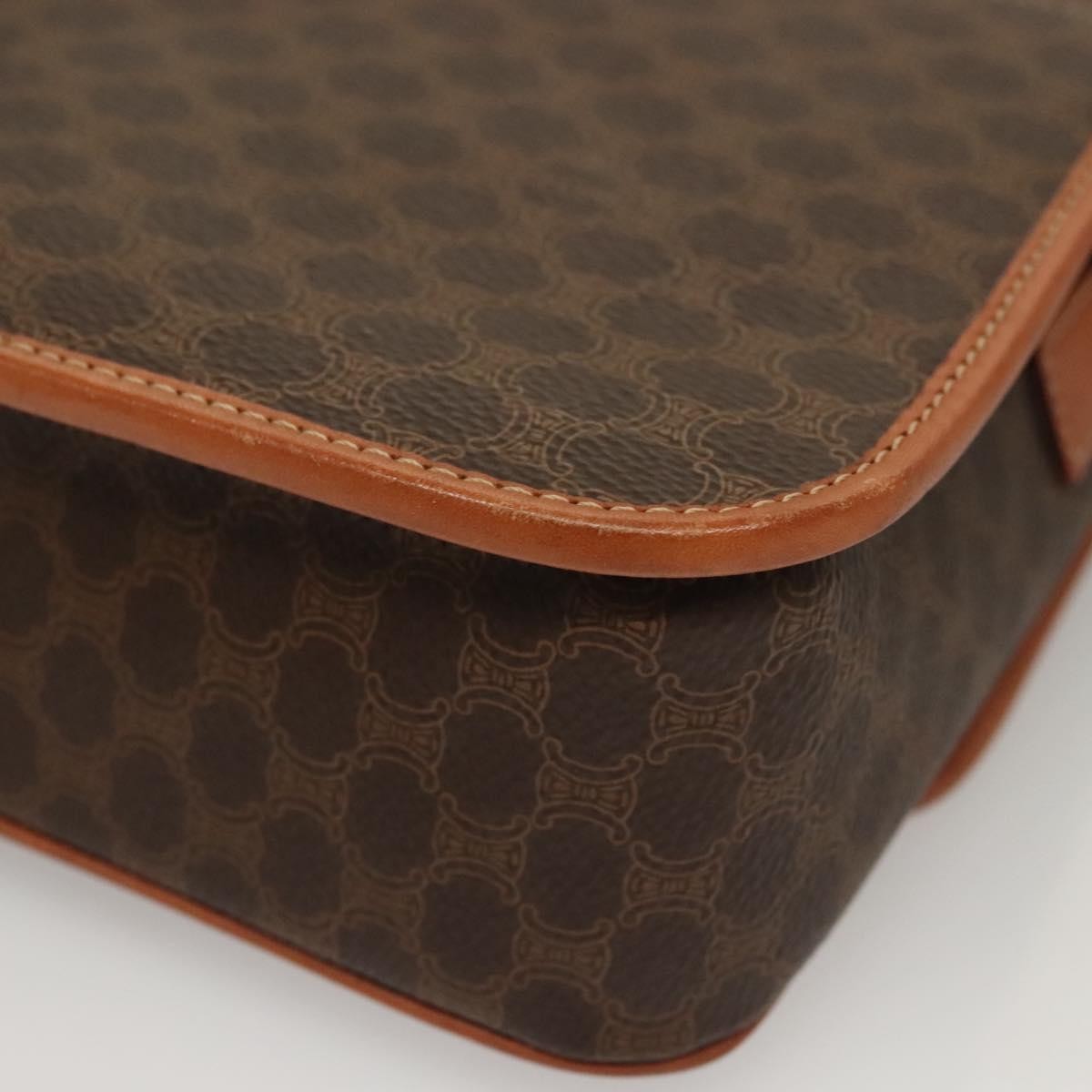 Celine Macadam Shoulder Bag Pvc Leather Brown Canvas Bag (Pre-Owned)
