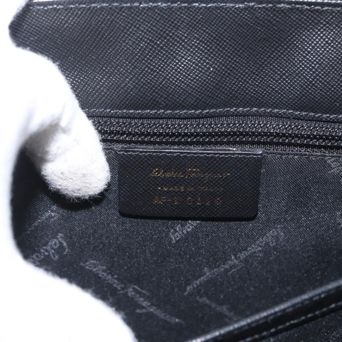 Salvatore Ferragamo Gancini Handbag Leather Black Leather Handbag (Pre-Owned)