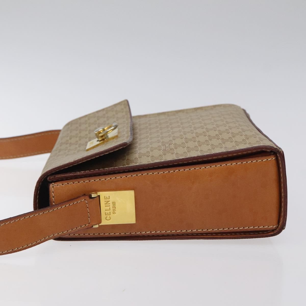 Celine Vintage Macadam Shoulder Bag Canvas And Leather Beige Canvas Shoulder Bag Bag (Pre-Owned)