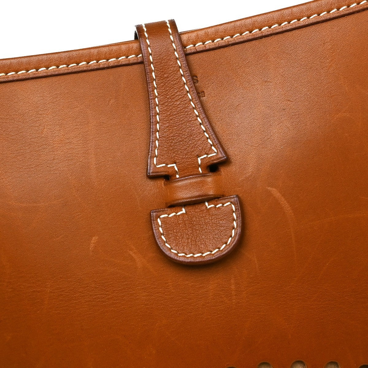 Hermes Evelyne Bag Gen Iii Clemence Brown Leather Handbag (Pre-Owned)