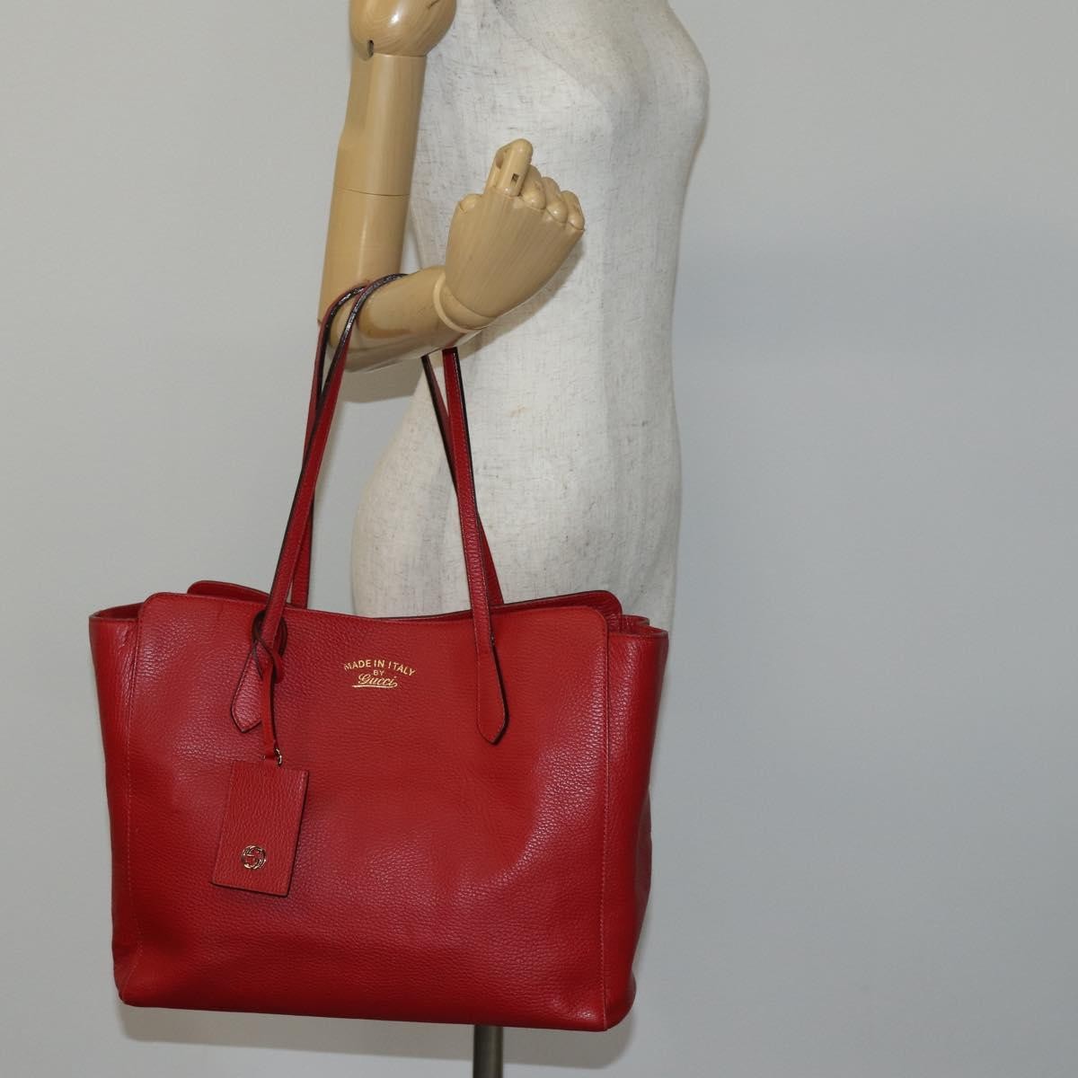 Gucci Swing Tote Leather Red Leather Bag (Pre-Owned)