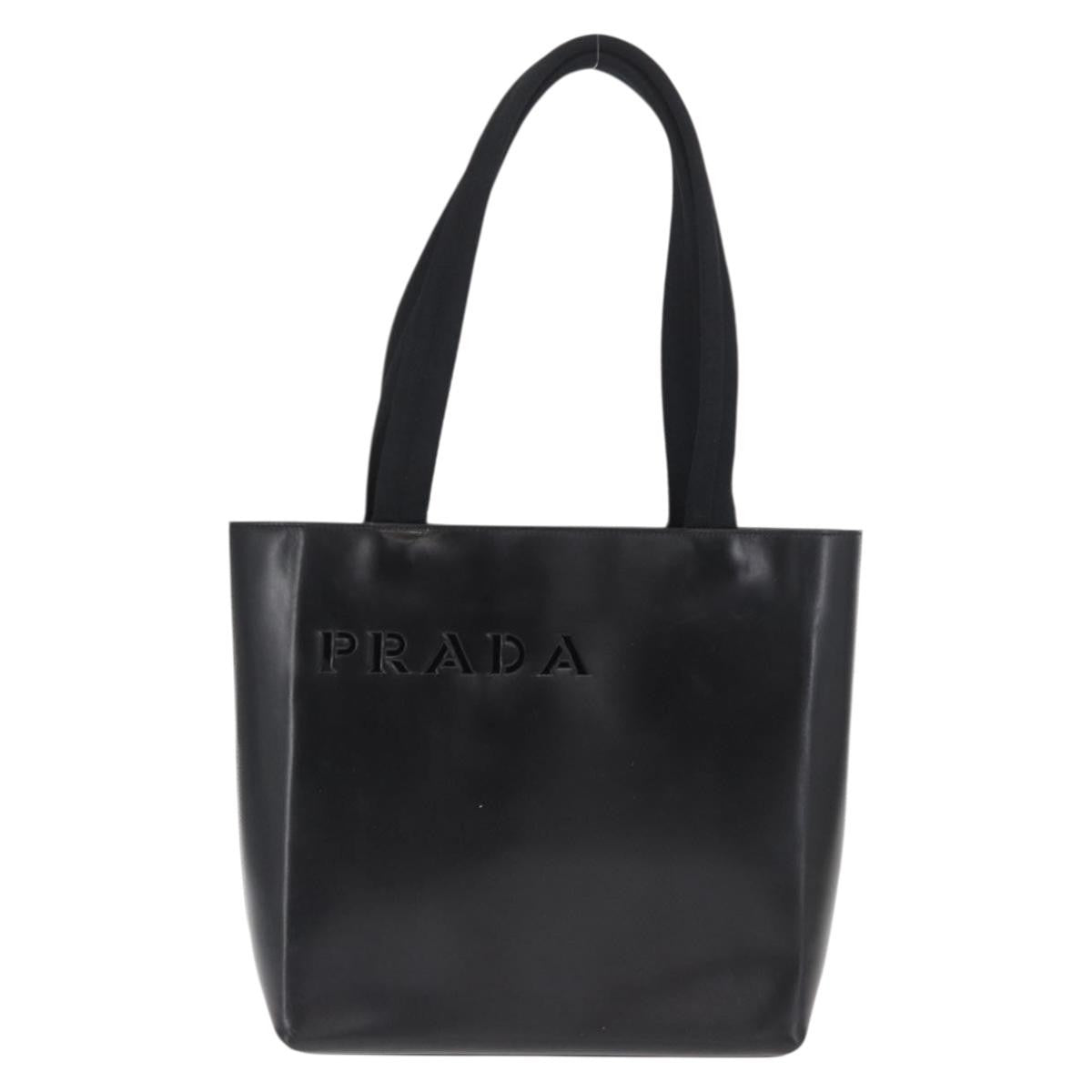 Prada Vintage Handbag Leather Black Leather Handbag (Pre-Owned)