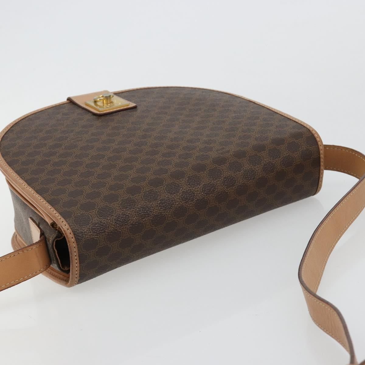 Celine Macadam Shoulder Bag Pvc Leather Brown Canvas Shoulder Bag Bag (Pre-Owned)
